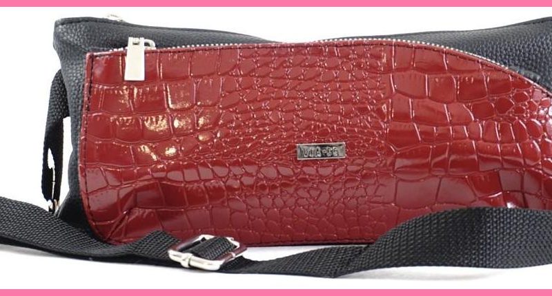 VIA55 női keresztpántos táska széles fazonban, rostbőr, vörös shoppertaska.hu a