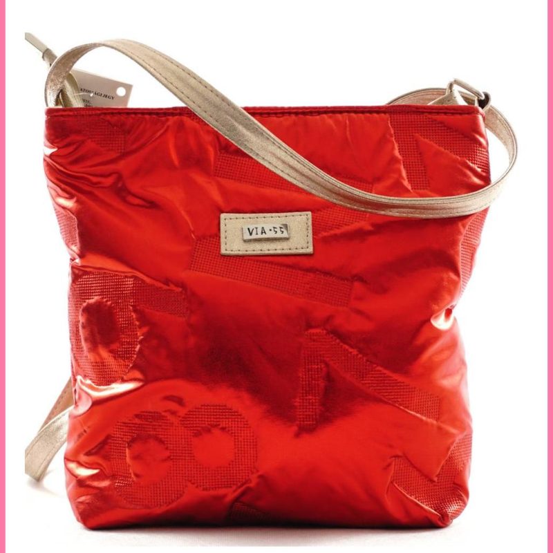 VIA55 női keresztpántos táska vízhatlan anyagból, piros shoppertaska.hu a