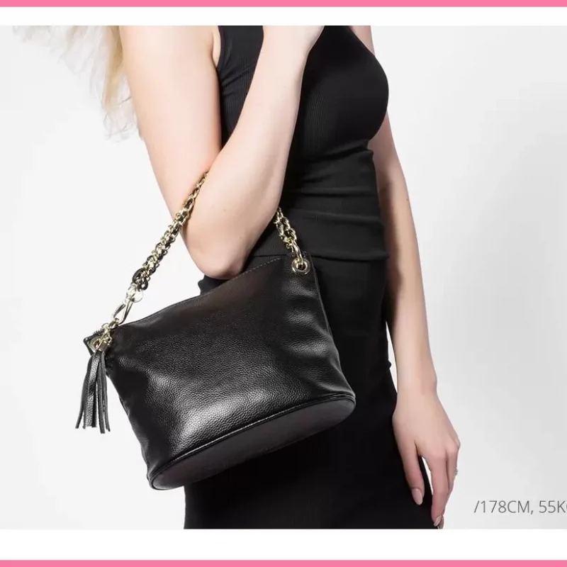 Láncos női válltáska, bőr, szürke shoppertaska-hu 4