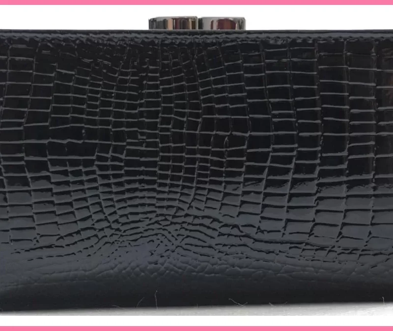 Lorenti női bőr pénztárca kígyóbőr mintával, fekete shoppertaska-hu 3