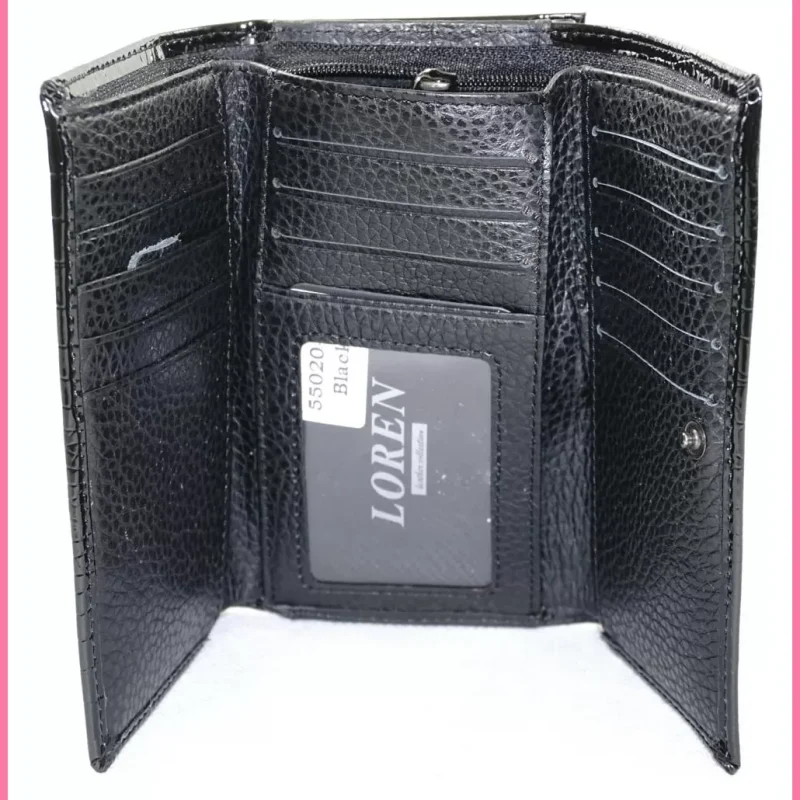 Lorenti női bőr pénztárca kígyóbőr mintával, fekete shoppertaska-hu 5