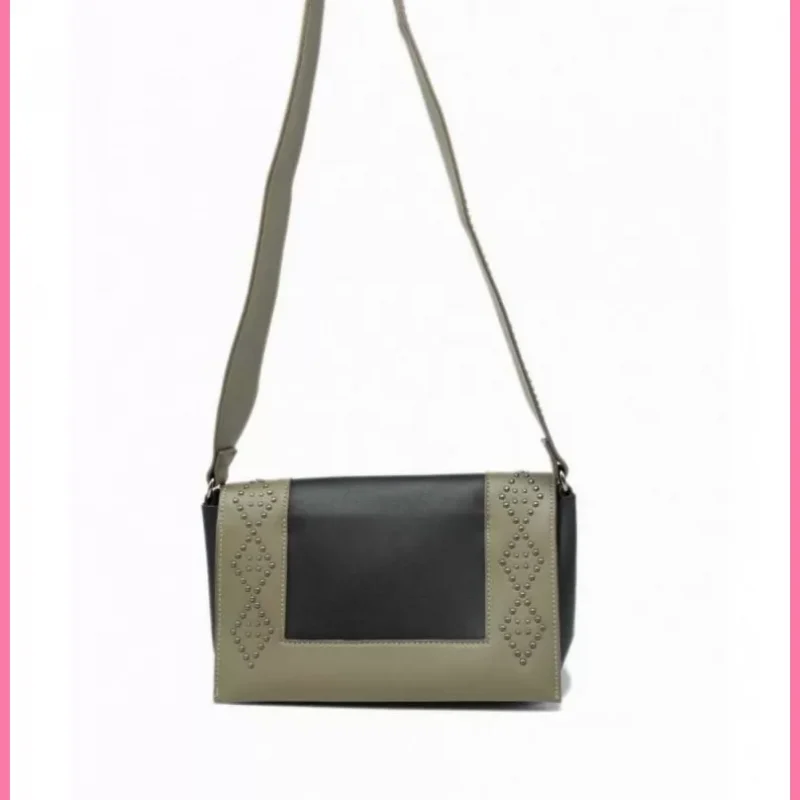 Női keresztpántos táska, geometrikus díszítéssel, műbőr, zöld/fekete shoppertaska-hu 3