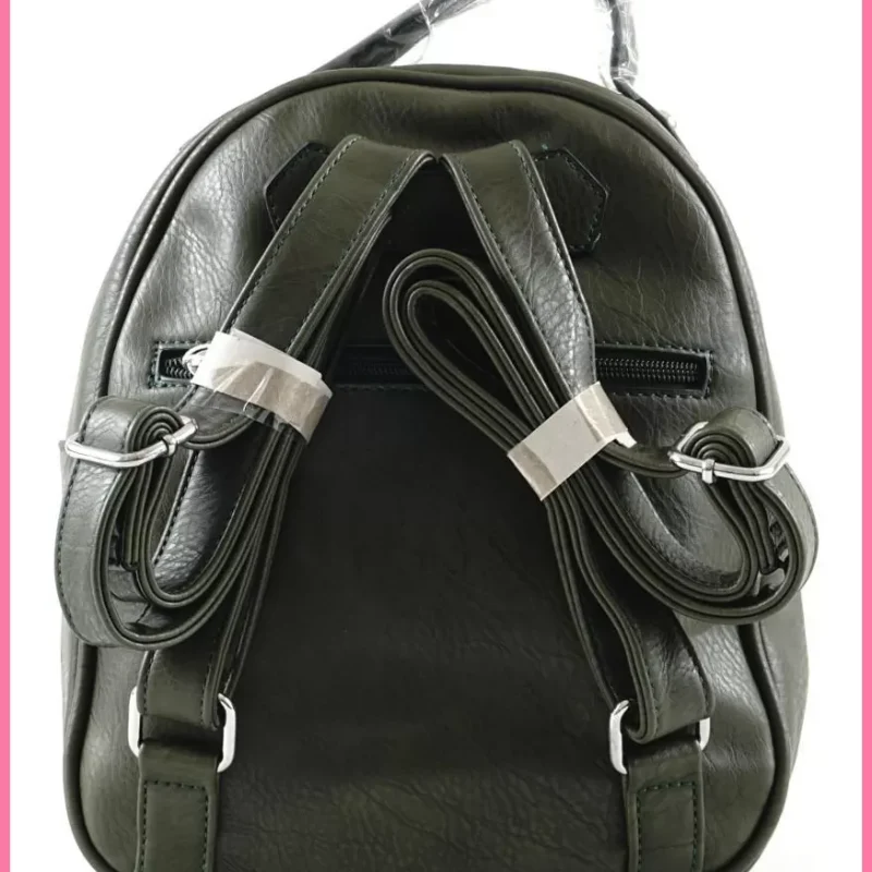 Silvia Rosa női hátitáska elöl nagy zsebbel, műbőr, sötétzöld shoppertaska-hu 3