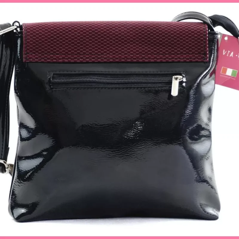 VIA55 elegáns női keresztpántos áthajtós táska, rostbőr, bordó shoppertaska-hu 3