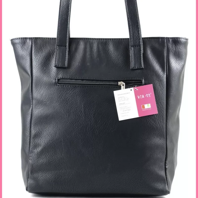 VIA55 nagyméretű válltáska, színes betűkkel díszítve, fekete shoppertaska-hu 3