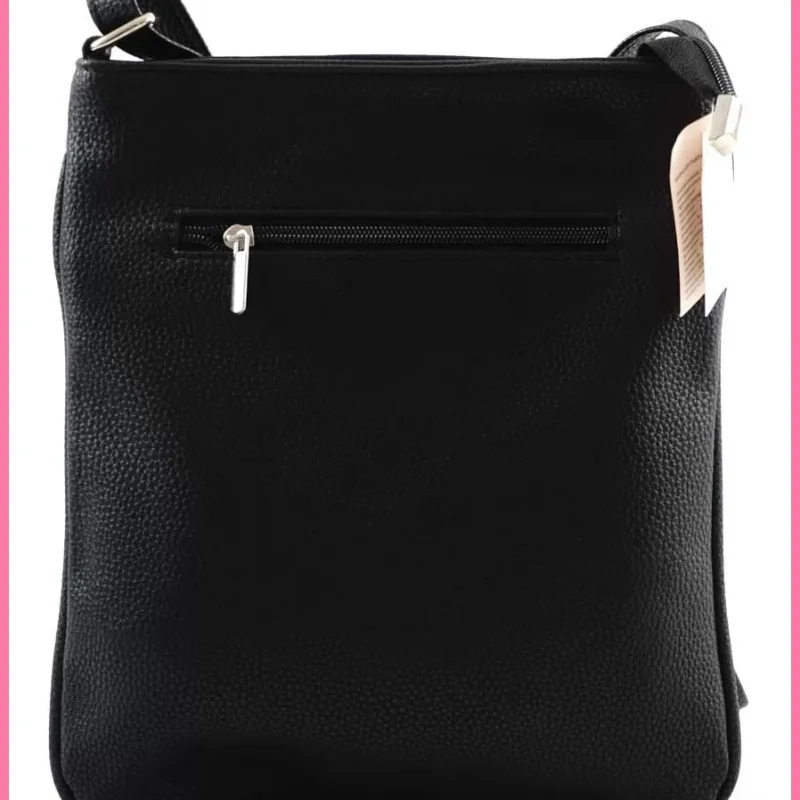 VIA55 női keresztpántos kistáska elöl széles zsebbel, rostbőr, rosé shoppertaska-hu 3